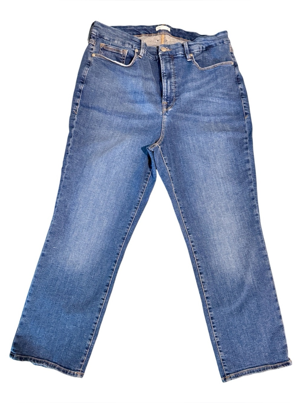 Good American Good Legs Straight Leg High Rise Blue Jeans Size 18